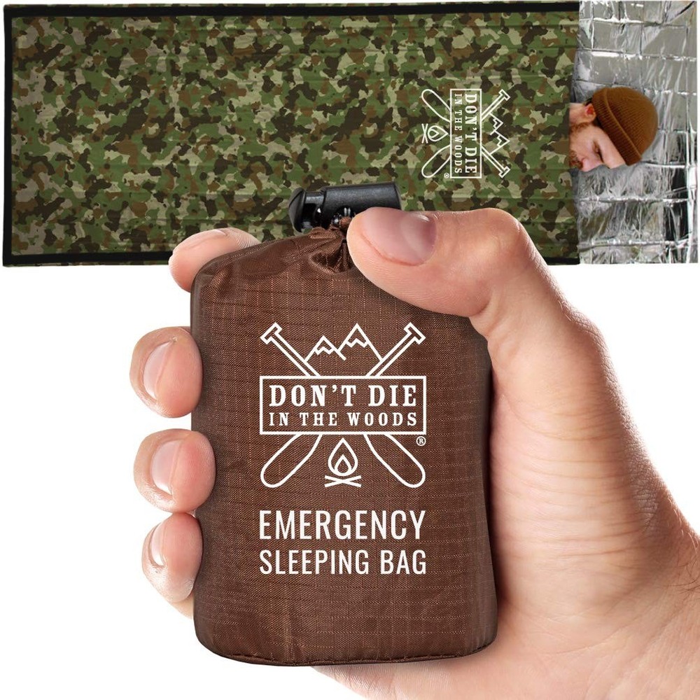 Dont Die In The Woods Emergency Sleeping Bag Hood Camo