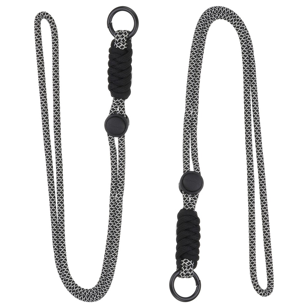 2 Pcs Paracord Lanyard Necklace, Lanyard with Split Ring, Black & White
