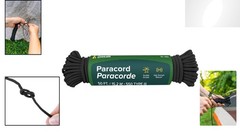 50 ft Black Nylon Paracord – Type III 550 lbs Strength for Camping & Emergencies