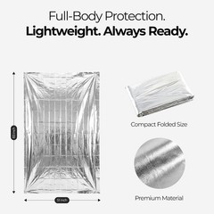 Emergency Mylar Thermal Space Blanket for Survival – Waterproof Safety Shelter