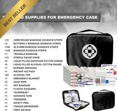 300Pc Travel First Aid Kit Emergency Survival Hiking Backpack Portable Black Kit