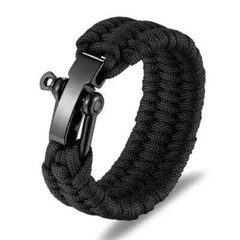 Men’s Outdoor Camping Survival Parachute Rope Paracord Bracelet Stainless Steel