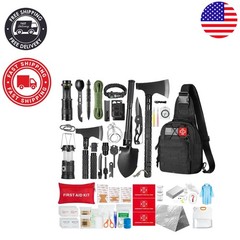 Outdoor Survival Kit with Carbon Steel Tools, First Aid & MOLLE-Compatible Bag