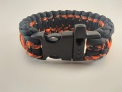 Orange, Black, White/Black King Cobra Paracord Bracelet with whistle buckle