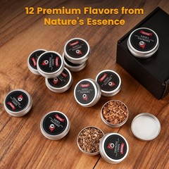 Wood Chips for Cocktail Smoking – 12 Flavor Set Including Apple, Maple & Pecan