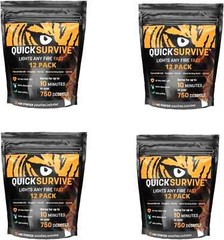Quick Survive Fire Starter Pouches 100% Waterproof Proprietary Paraffin Formula