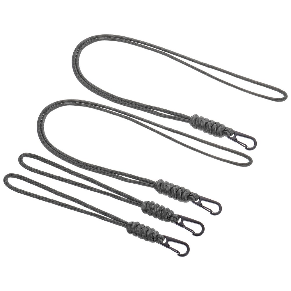 Badge Lanyard with Keychain Clip, 4 Pcs Necklace Cord Strap Metal Clasp, Gray