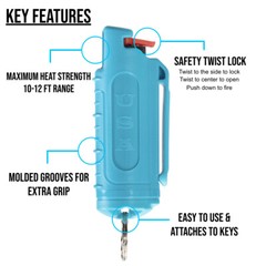 POLICE MAGNUM OC Keychain Pepper Spray Self Defense 1 Blue 1 Teal Molded .50oz