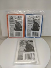 Rain Poncho Emergency Poncho Adult Size Lot of 25 -Mixed Colors- SI Brand