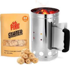 SUNLIFER Charcoal Chimney Starter, BBQ Grill Quick Rapid Fire Starter Chimney…