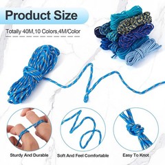 Beadthoven 10 Colors 2mm Paracord Rope 131ft Blue Paracord Cords Bracelet Mak…