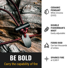 The Bushcraft – Original Fire Starter Necklace for Men, Handcrafted in USA, Weat
