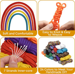 24 Colors Paracord Cord Multifunction Paracord Ropes 550Lb Survival Paracord Ran