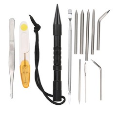 12Pcs/Set Black Aluminium Parachute Cord Needles Set Bracelets DIY Knitting Tool