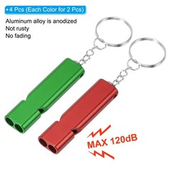 Emergency Whistle, 4pcs Safety Survival Whistle for Hiking, Red, Green