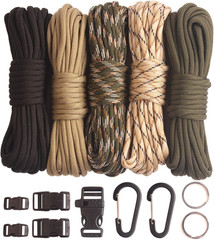 Paracord,Paracord 550 Combo Crafting Kits with 5 Types Buckles,20 Feet Each Para