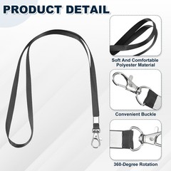 10Pcs 16.9″ Polyester Flat Lanyard with Lobster Clasp for Office, Black