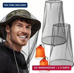 2 Pack Mosquito Head Net Bug Protection Ultra Fine Mesh Camping Hiking