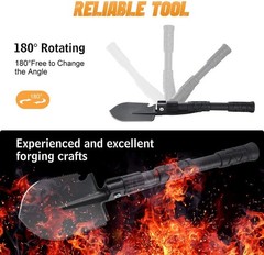16in Portable Heavy Duty Alloy Steel Multi Tool Shovel Axe and Pickaxe