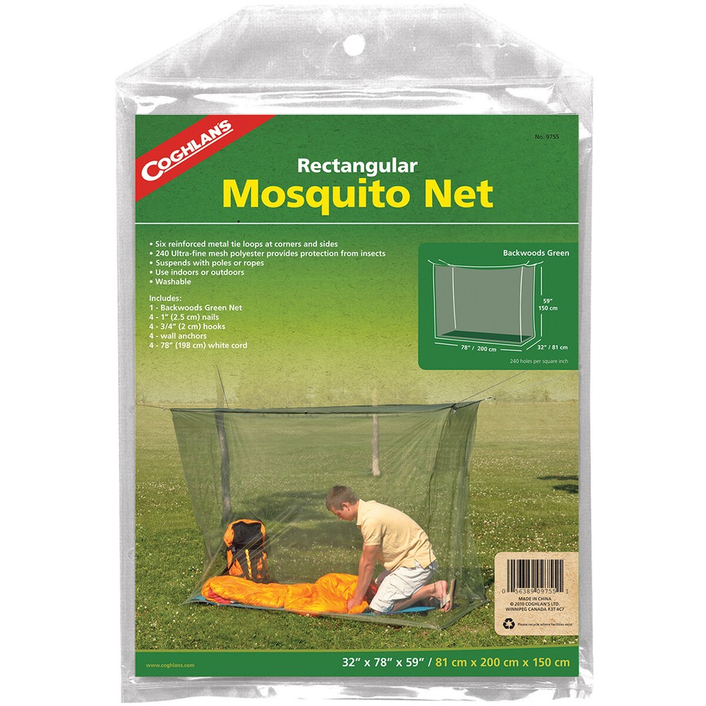 Coghlan’s Rectangular Net, Green, Mesh Netting Protects from Bugs