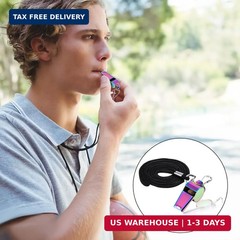 3 Pcs Coach Whistle with Lanyard Stainless Steel Metal Teacher Whistles Colorful