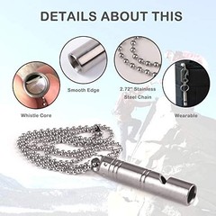 Loud Titanium Emergency Whistle Necklace Keychain – 120dB Survival Whistles for