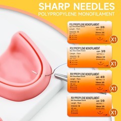 Sutures Thread with Needle (24 Mixed 2/0, 3/0, 4/0, 5/0) – Practicing…