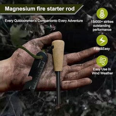 Fire Starter Kit with Ferro Rod & Tinder – Easy Survival Fire Starter for