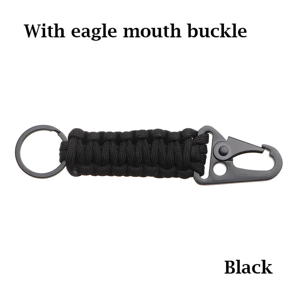 Outdoor Keychain Ring Camping Carabiner Military Paracord Cord Rope Camping