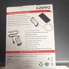 Zippo HeatBank Rechargeable Electric Hand Warmer Power Bank Silver/Black 1600314