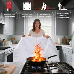 40″x40″ Fire Blanket for Home/Kitchen, Quick-Pull, No Mess
