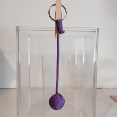 Purple 6″ Paracord «Monkey Fist Ball» Knot Keychain Lanyard (B3)