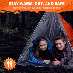 2 Person Mylar Emergency Shelter Tube Tent with Paracord & Whistle