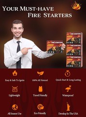 192 Easy-to-Light Natural Fire Starter Squares – Ideal for Campfires & Barbecues