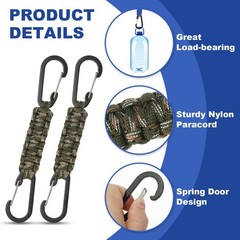 Paracord Keychain Paracord Lanyard Key Chain – (2 Pack, Camo Green)