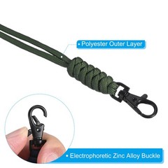 19″ Paracord Lanyard Lobster Clasp Necklace Badge Holder Strap Cord, Green