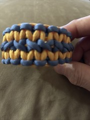 Paracord Survival Bracelet ( Medium Size ) Blue/Gold , 550 7 Strand Metal Buckle