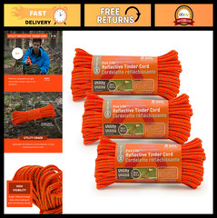 Utility Tinder Cord for Fire Starting – 50 ft, Pack of 3, Survival Gear, Outdoor