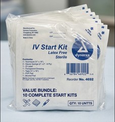 10-IV Start Kit Sterile Latex Free Tourniquet Prep Emergency First Aid Survival