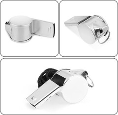 4 Pack Stainless Steel Sports Whistles with Lanyards for Coaches