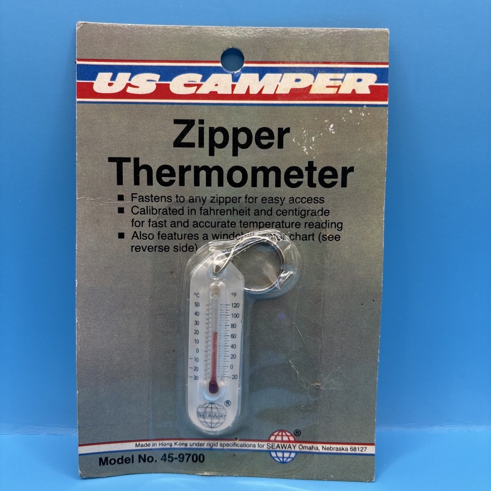 VTG NOS SEAWAY US Camper Zipper Thermometer – New, Never Opened – Hong Kong