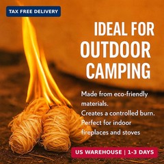 60 pcs Fire Starter – Natural Fire Starters for Campfires, BBQ, Fireplace. Pizza