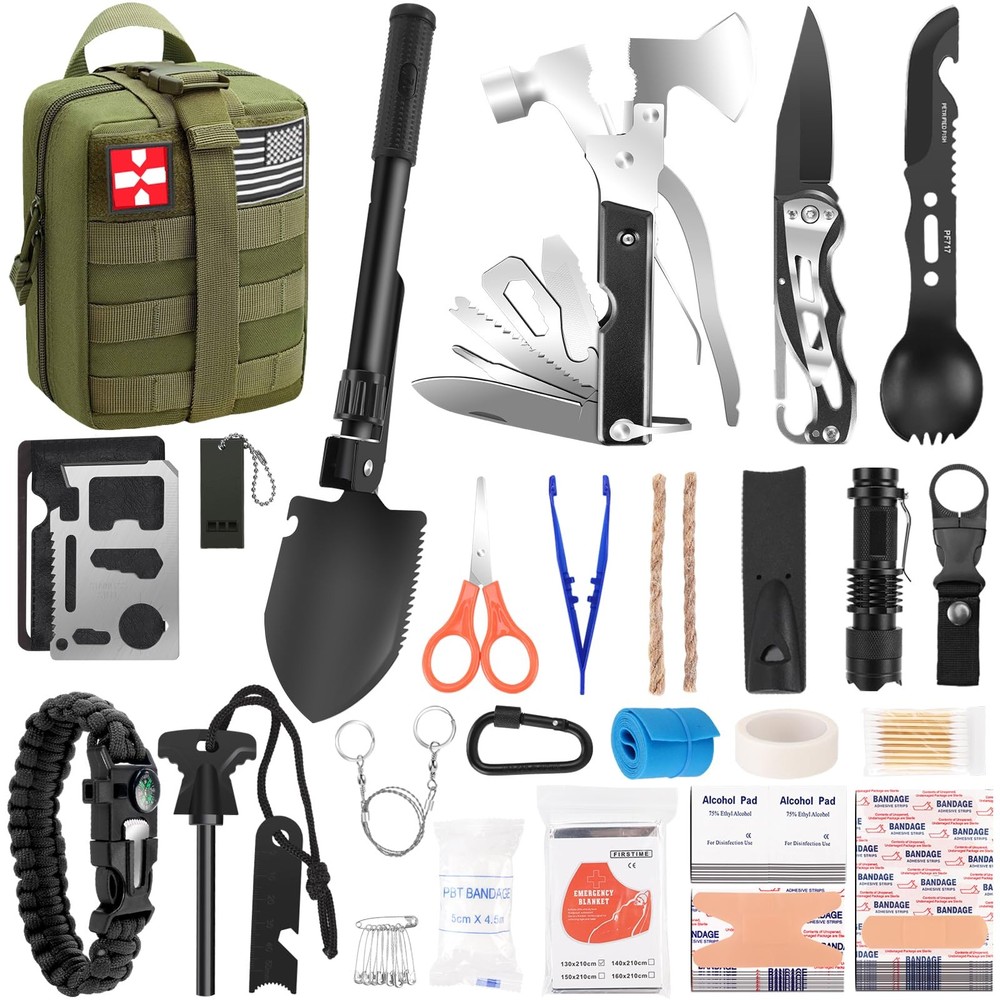 Gifts for Men Fathers Day, Survival Kit, 150 PCS Gear Large, Green