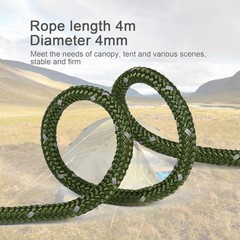 8 Pack 4mm Tent Guy Lines with Aluminum Adjuster for Camping Hiking Army Green