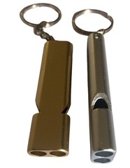 2x Double Tube Metal Survival Whistle Emergency Distress Safety Equipment