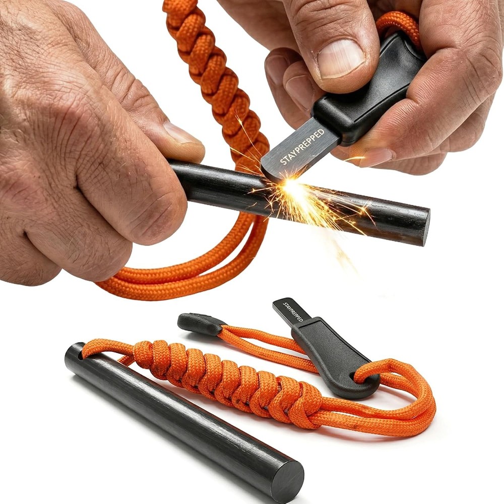4 Inch Survival Ferrocerium Drilled Flint Waterproof High Spark Fire Starter | F