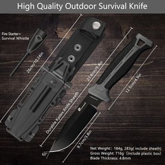 HX Outdoors Extra Sharp Bushcraft Knife With Fire Starter Premium D2 Steel