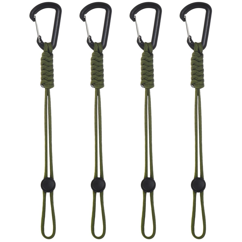 4-Pack Paracord Keychain with Clip [Green] for Hiking