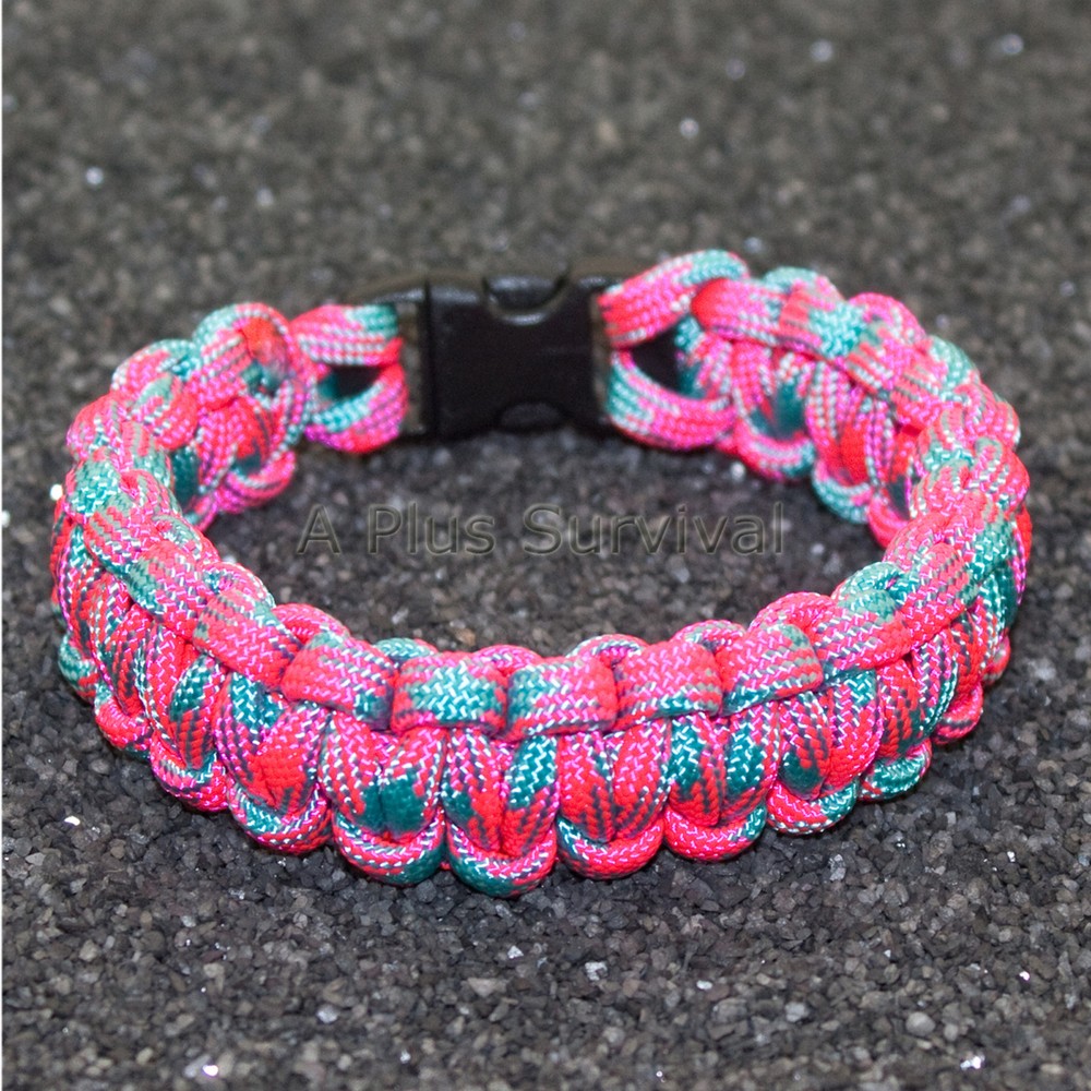 Neon Cotton Candy – 550 lb Type III Paracord Survival Rope Bracelet Made in USA