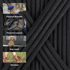 Paracord Rope, 7 Strand Type III Parachute Cord 4mm 100ft / 200ft for Crafting,